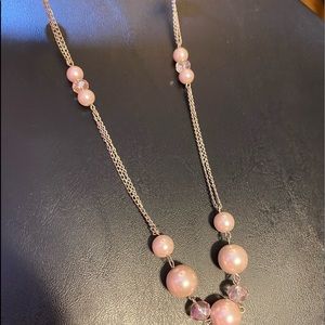Faux pink pearl necklace